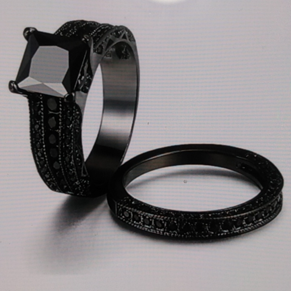 NEW 💎18K BLACK SAPPHIRE STERLING SILVER RING - Picture 6 of 7